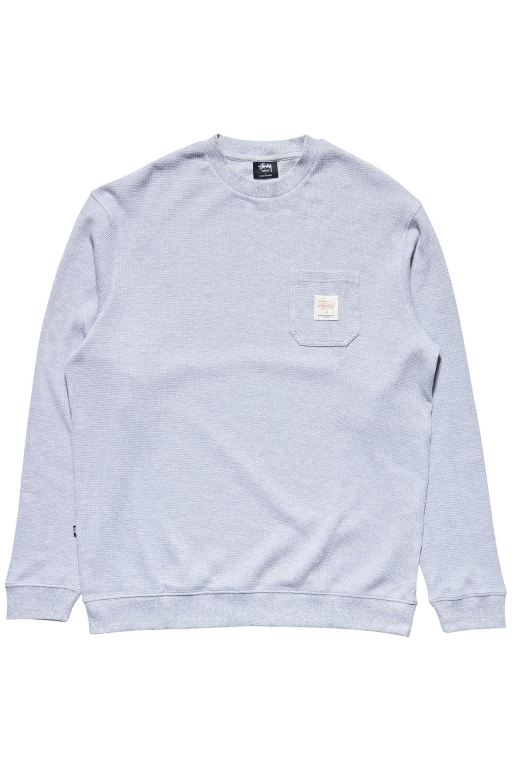 Stussy Mens Workwear Waffle Crew Sweaters White - CMHKE7195